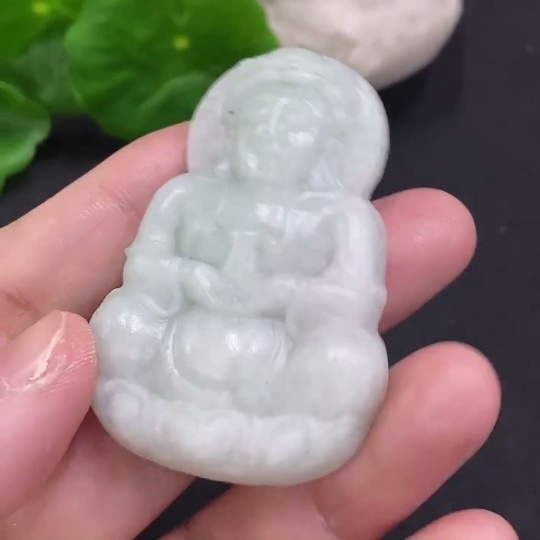 F34000193 Jadeite Pendant Guanyin Unpolished Total Weight About 24.5g
