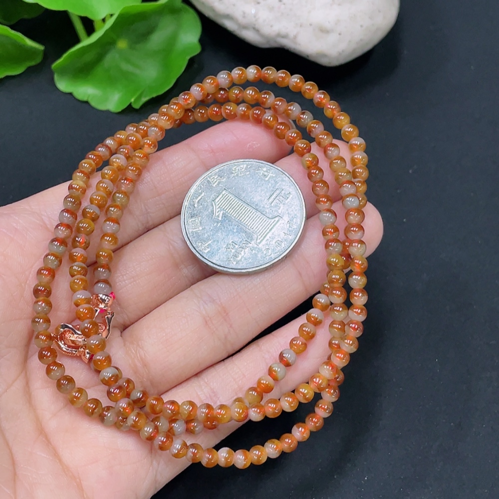 F32696972 Jadeite Bead Necklace Non-Gold Total Weight Approx. 13.87g Color Origin Undetermined Approx. 3.4mm