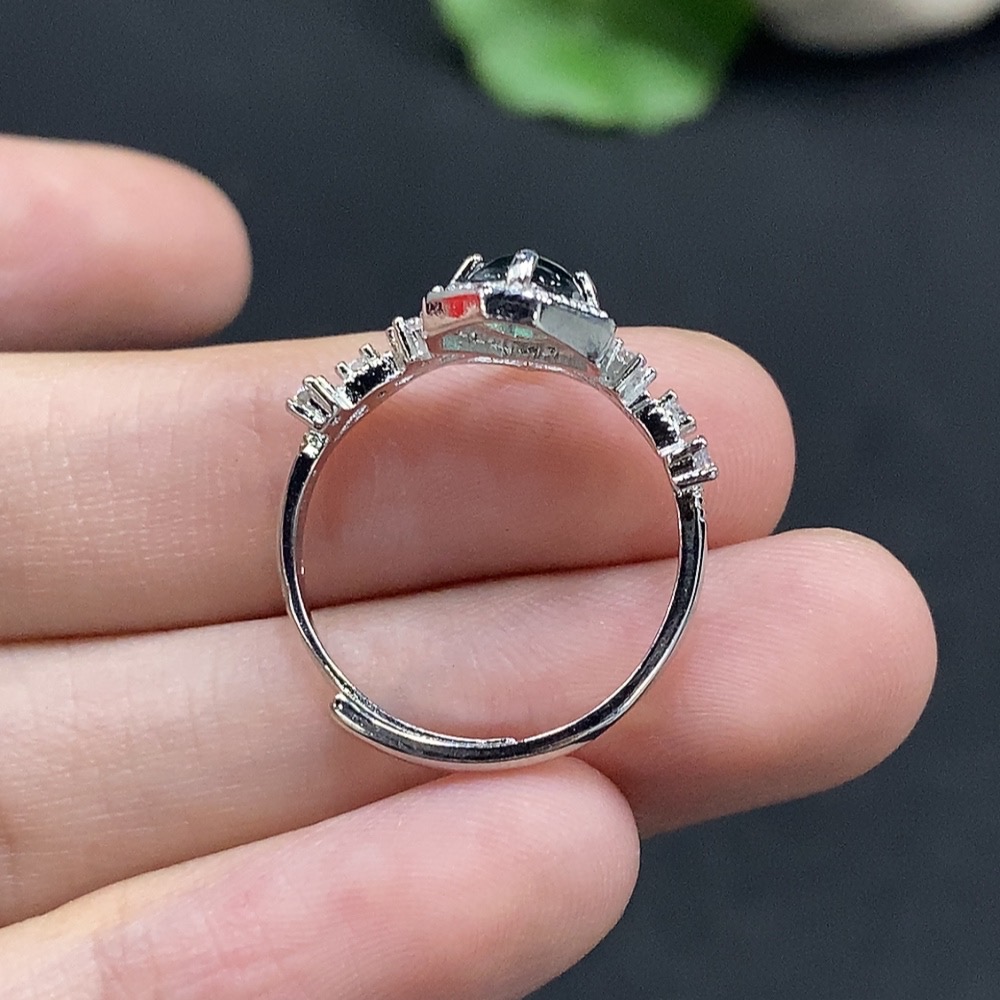 F34029432 Jadeite inlaid ring Total weight about 1.5g (non-gold inlaid) (adjustable)