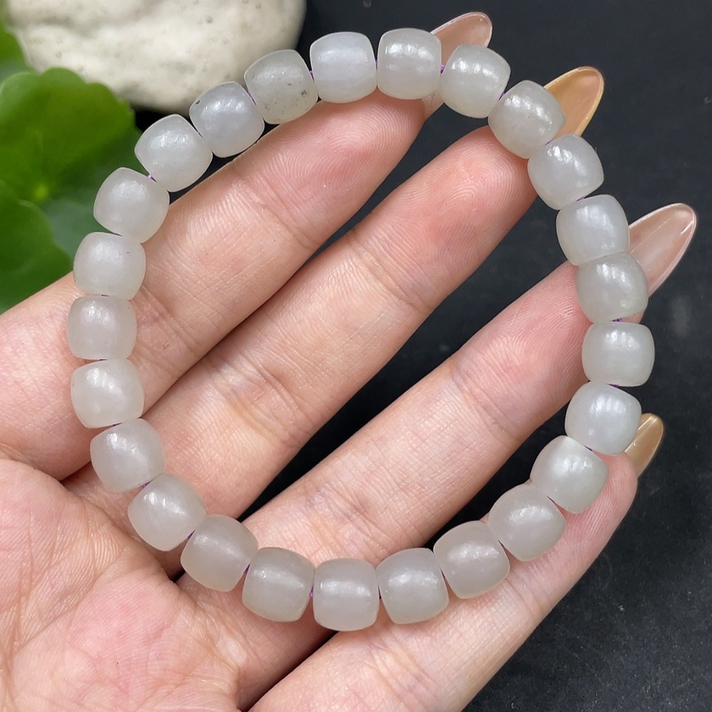 H31671040 Hetian Jade Bracelet Approx. 7.6mm Total Weight About 21.6g