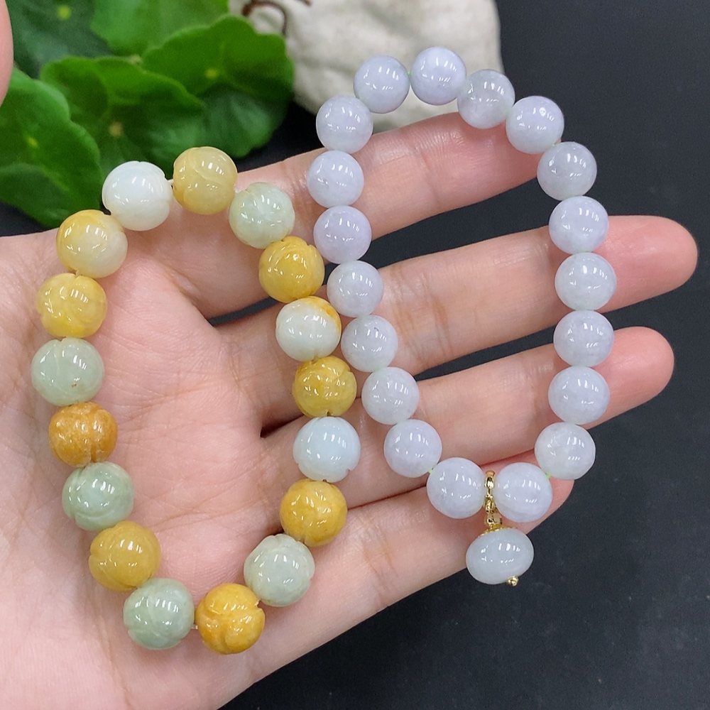 F35107172 Jadeite Beads Sell as a Lot Not Gold Inlaid