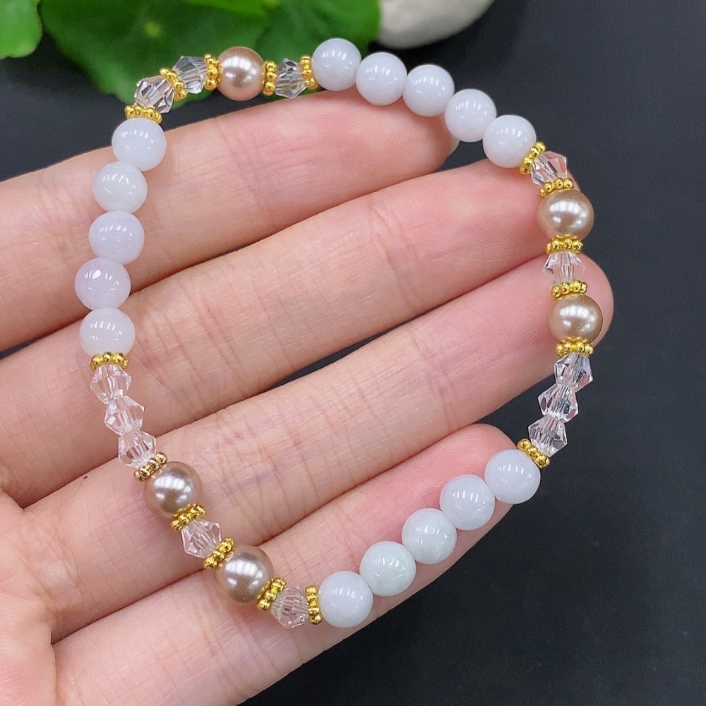 F29336414 Jadeite Bead Bracelet Non-Gold Inlaid Total Weight Approx. 8.4g Size About 5.7mm Non-Jadeite Beads