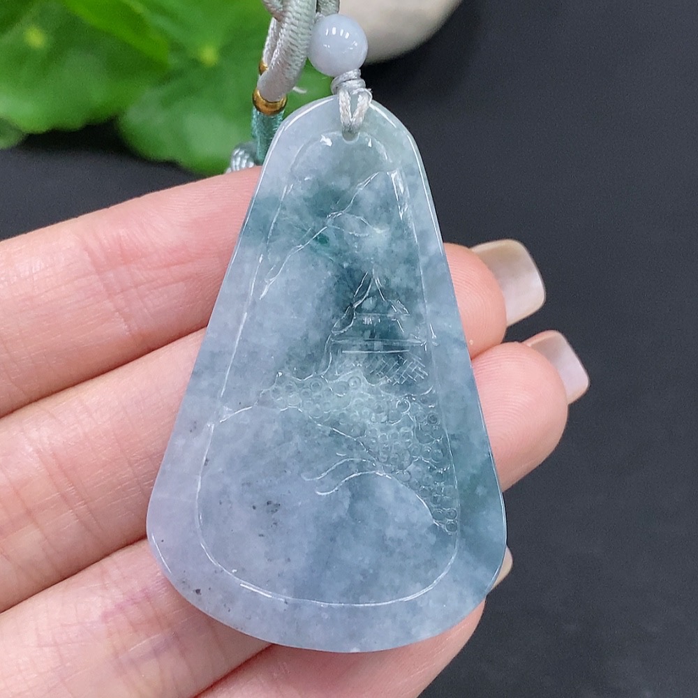 F27125523 JadeitePendant Landscape Plaque, Total Weight Approx. 29.82g