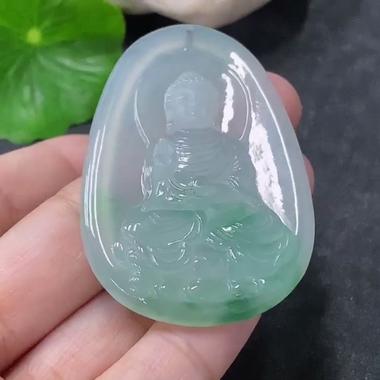 F34955017 Jadeite Pendant Buddha Amulet Total Weight Approx. 19.18g