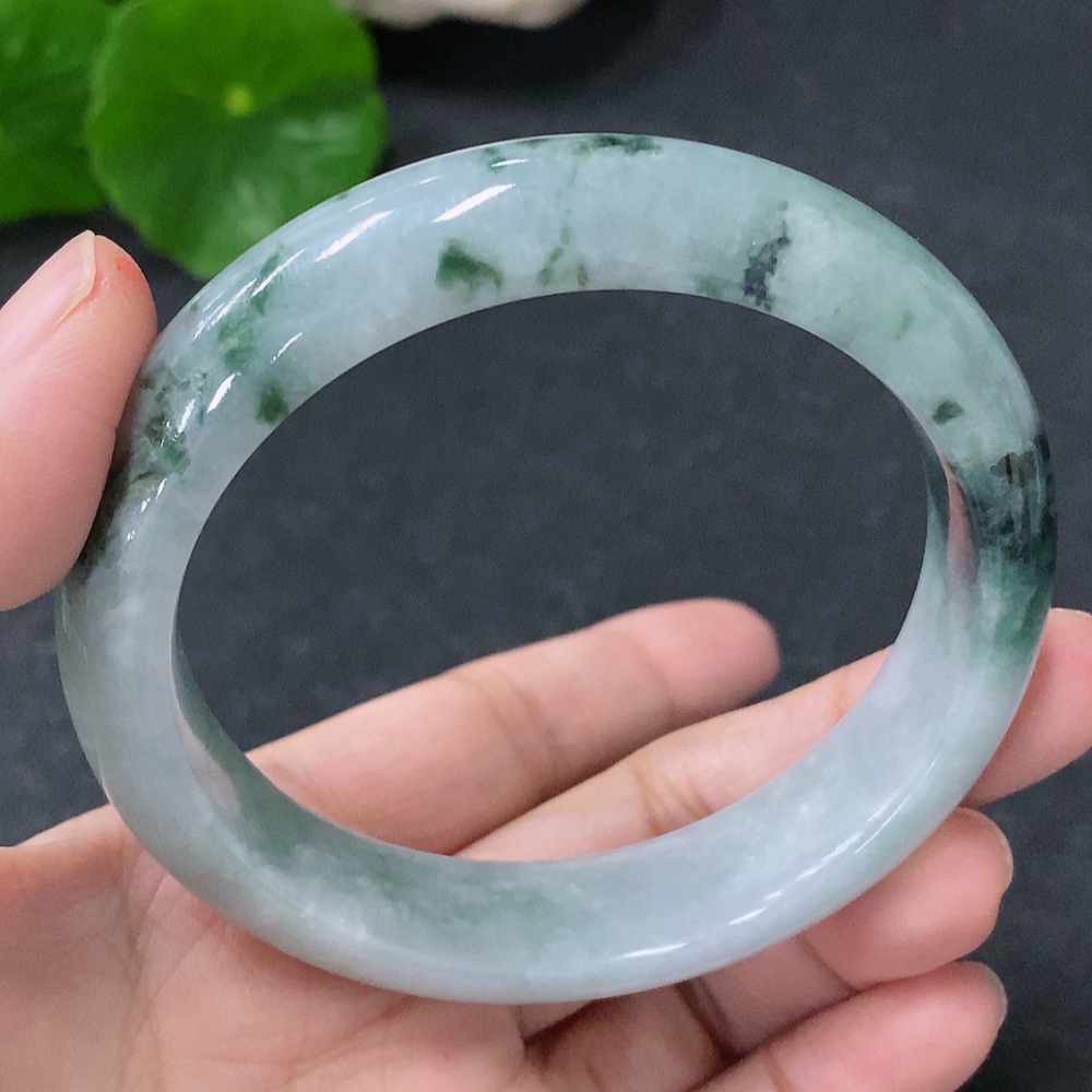 F33887331 Jadeite Round Bracelet, Total Weight Approx. 56.47g, Contains Other Mineral Components, Size 55.8