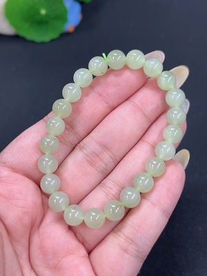 H42984698 和田玉手串 卡7.4mm左右 货品总重约16.6g
