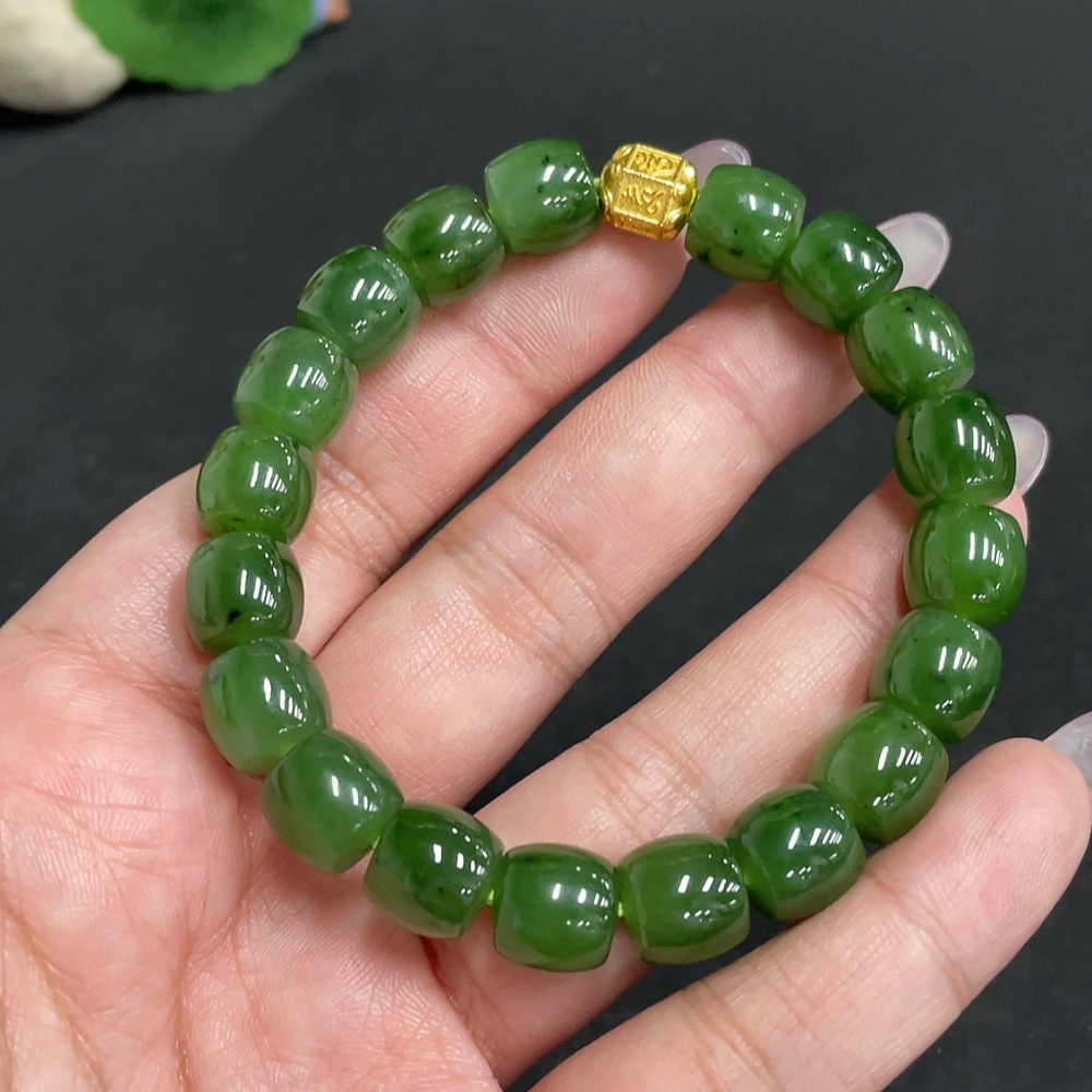 H34957206 Hetian Jade Bracelet, Approx. 9.8mm, Total Weight Approx. 35.3g, Non-Gold