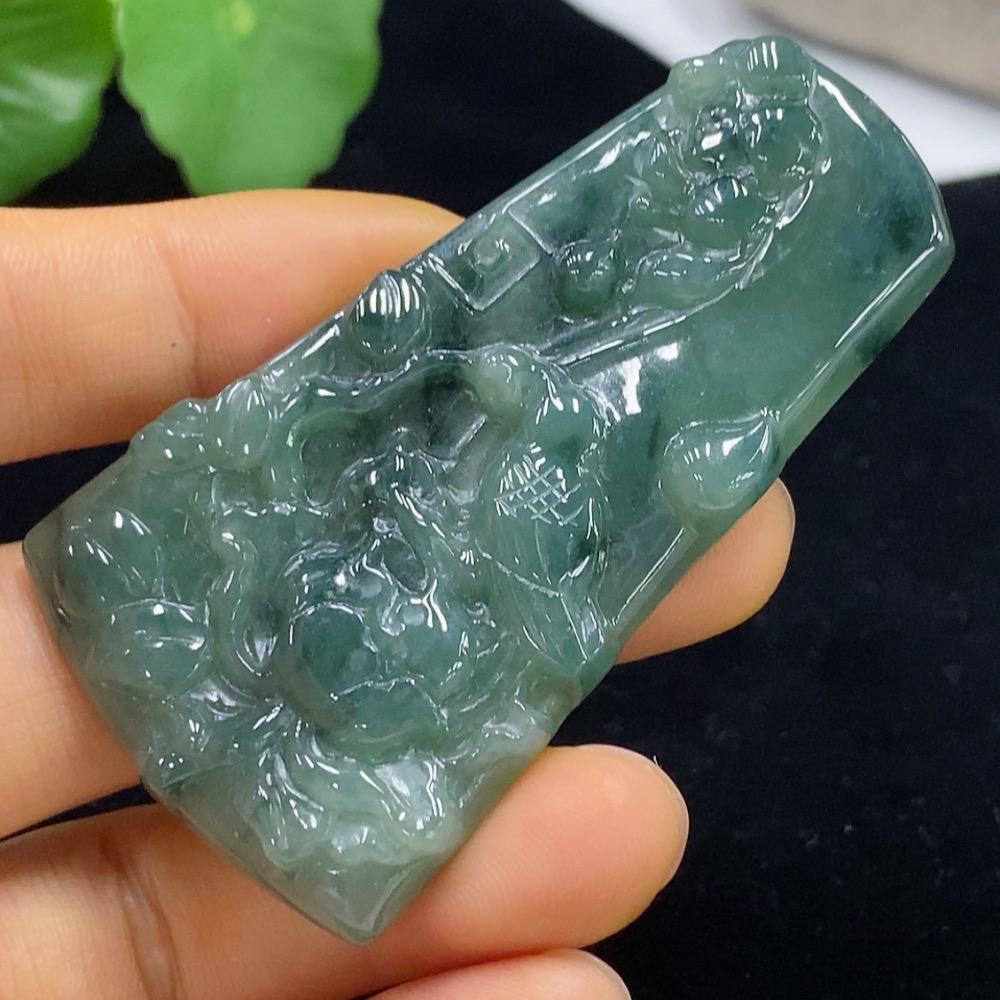 F35094327 Jadeite Birds Singing and Flowers Fragrant Pendant