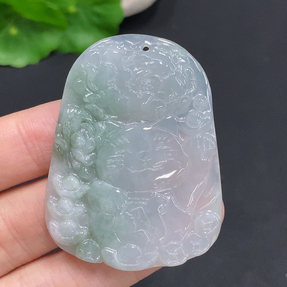 F32757344 Jadeite Maneki-Neko Pendant