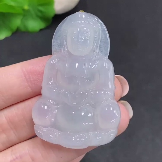 F34060271 Jadeite Guanyin Pendant No Inscription Surface Gold Content 73% Total Weight Approx. 19.2g