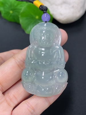 F41906550 翡翠观音挂件 货品总重约15.3g 配珠非A
