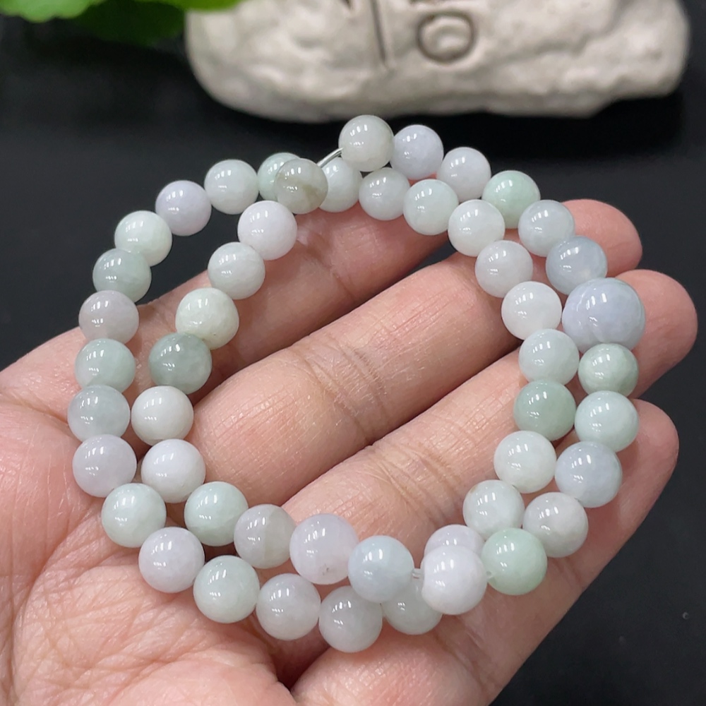 F35080304 Jadeite Bead Necklace Approx. 7.2mm Total Weight Approx. 30.29g