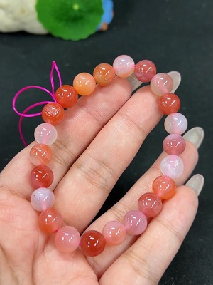 H41939317 盐源玛瑙手串 卡8.8mm左右 仅红色 货品总重约23.2g