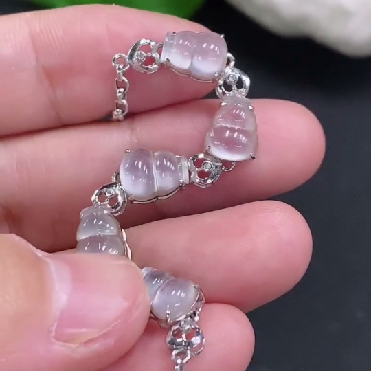 F33884110 Jadeite Gourd Inlaid Bracelet 18K Gold Total Weight About 3.8g