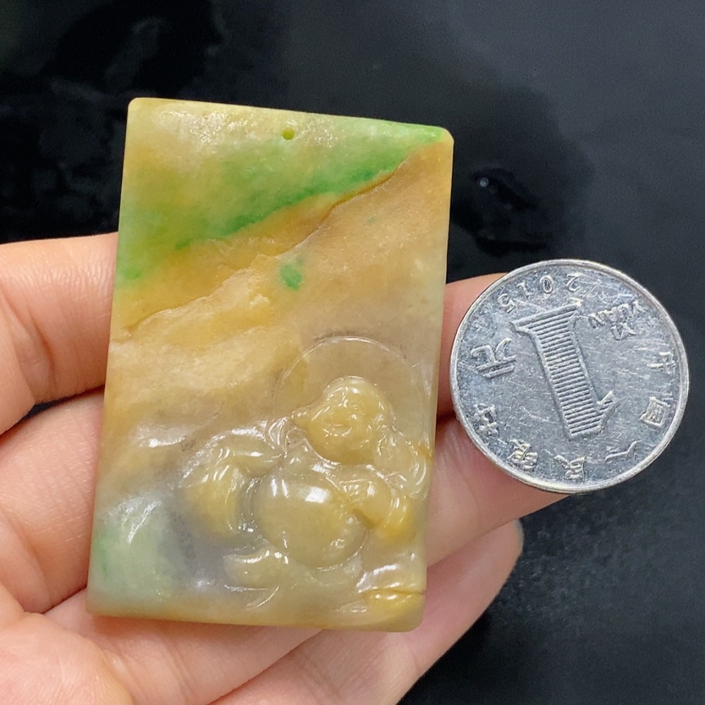 F27141916 Jadeite Rough Buddha Light Pendant Total Weight Approx. 22.55g Color Origin Undetermined