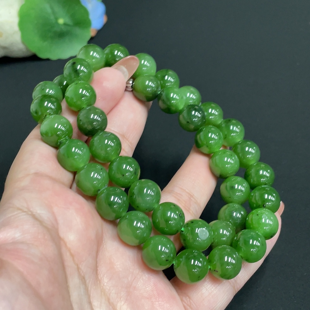 H34074018 Hetian Jade Jasper Bead Necklace, Approx. 11.3 mm, Total Weight Approx. 91.8g