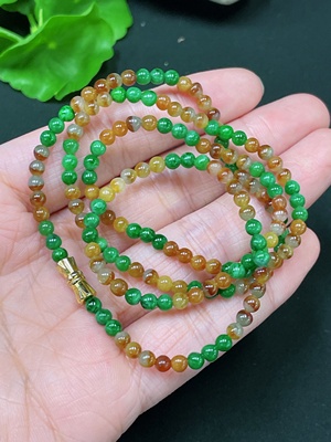 F33865689 Jadeite Bead Necklace Approx. 3.6mm Total Weight Approx. 14.13g Non-Gold Color Origin Undetermined