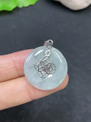 F31638428 JadeitePeace Button Pendant Non-Gold-Inlaid Total Weight Approx. 4.2g