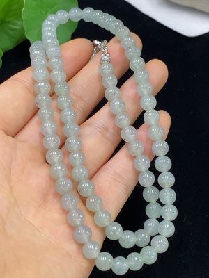 F36251240 翡翠珠链 卡6.5mm左右 非金 货品总重约42.91克
