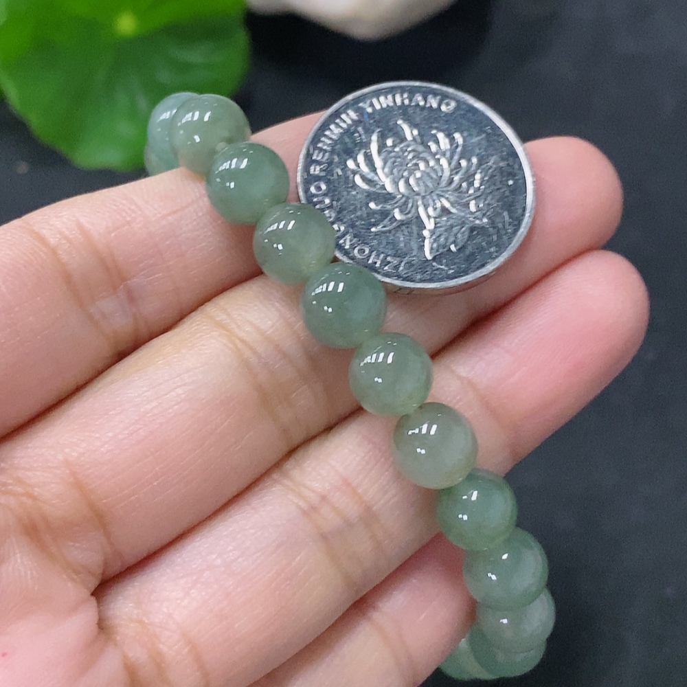 F35140751 Jadeite Bracelet Approx. 7.5mm Beads Total Weight Approx. 17.13g