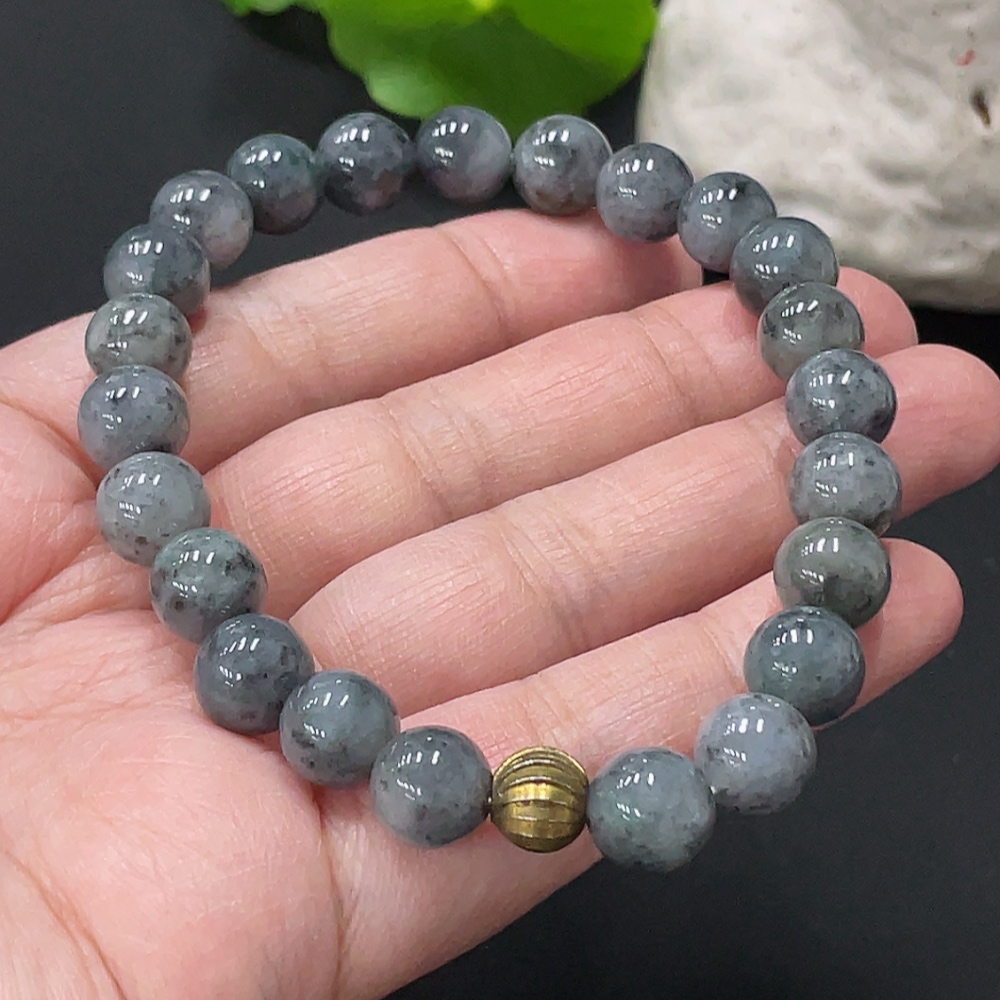 F34978300 Jadeite Bracelet with 8.7mm Beads, Total Weight Approx. 29.4g, Non-Gold Matching Beads