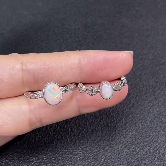 C34949587 Opal Ring, Non-Gold, Adjustable, Total Weight Approx. 3.6g, Sell as a Lot