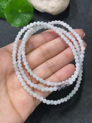 F34041957 Jadeite Bead Necklace Approx. 3.7mm Non-Gold Total Weight Approx. 14.32g