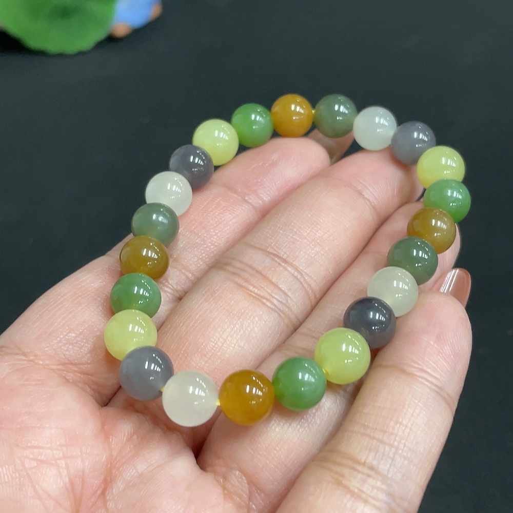 H35118229 Hetian Jade Bead Necklace Approx. 7.6mm Total Weight Approx. 17.8g