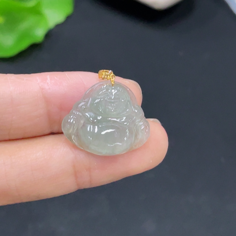 F31651756 Jadeite Pendant Buddha Bezel 18k Total Weight Approx. 1.92g