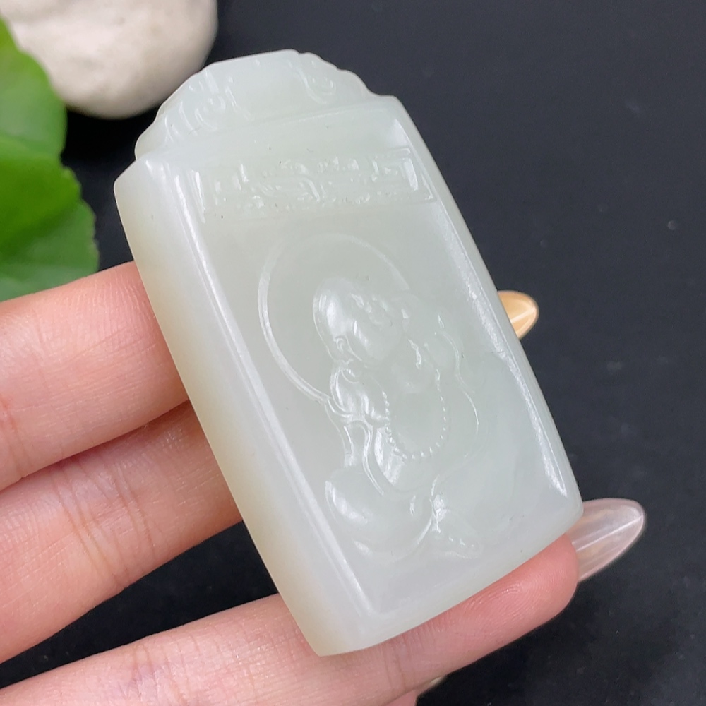 H30456597 Hetian Jade Pendant Buddha Total Weight Approx. 56.5g