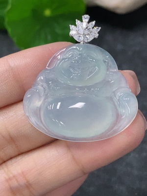 F34010270 Jadeite Pendant Buddha 18k Non-Diamond Total Weight Approx. 8g
