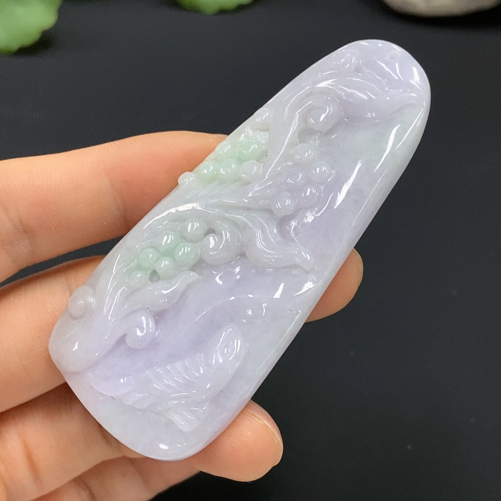 F15636775 Jadeite Flower and Bird Pendant, Total Weight 36.272g