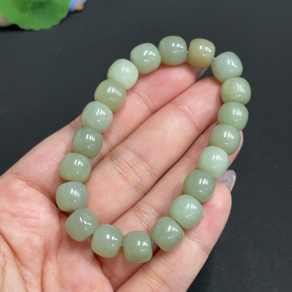 H33900759 Hetian Jade Bracelet, Approx. 9.8mm Beads, Total Weight Approx. 32.3g