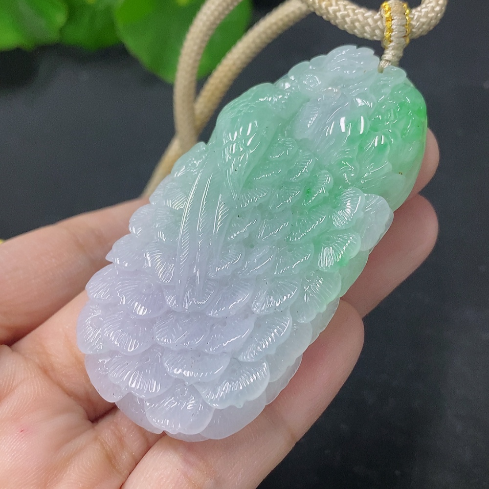 F33829846 Jadeite Peacock Pendant