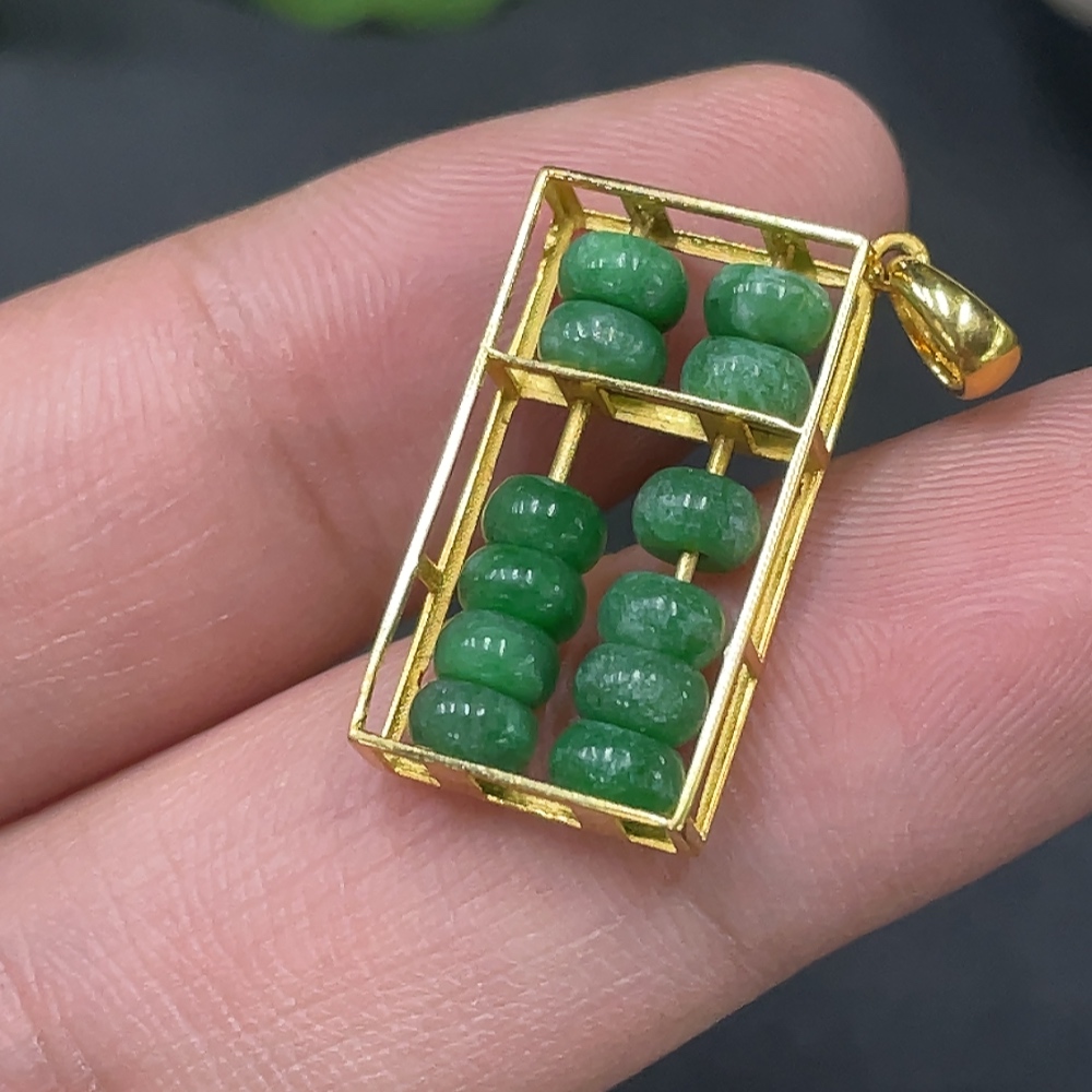 F19130867 Jadeite Inlay 18k Gold Inlaid Total Weight Approx.1.9g