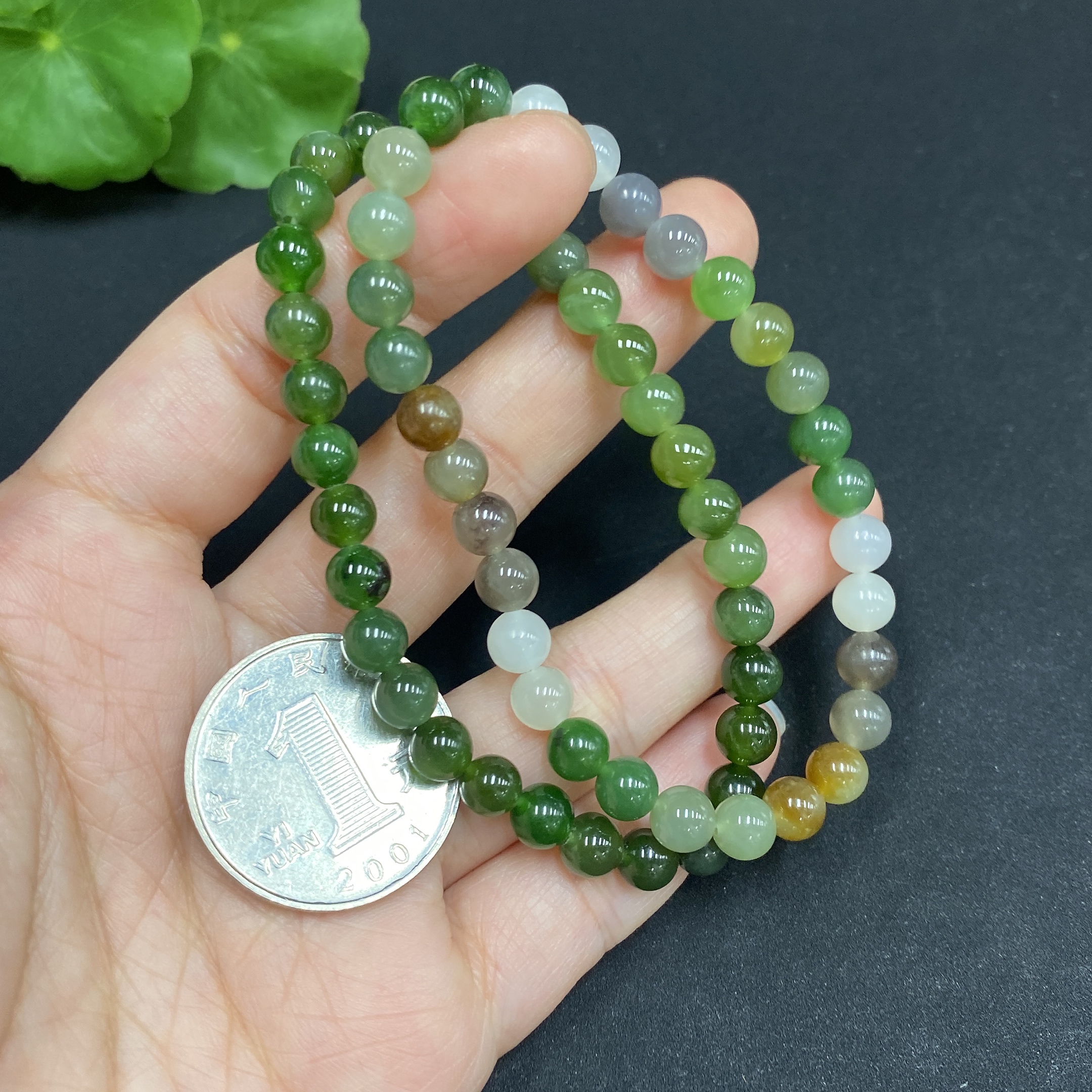 H34986204 Hetian Jade Bead Necklace, Approx. 5.4mm, Total Weight Approx. 19.9g