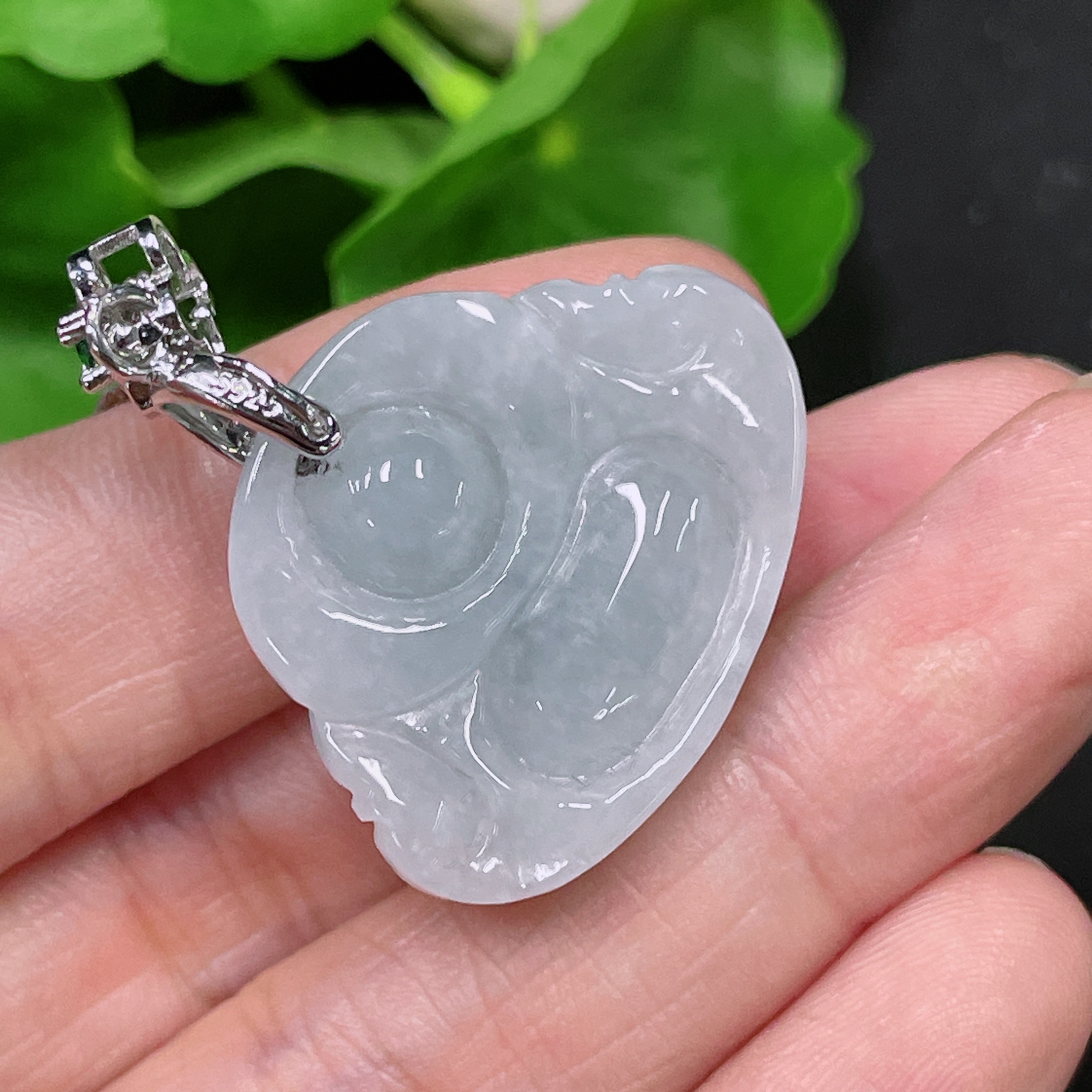 F34957852 Jadeite Buddha Pendant with Non-Gold Clasp and Chain, Total Weight Approx. 14.3g
