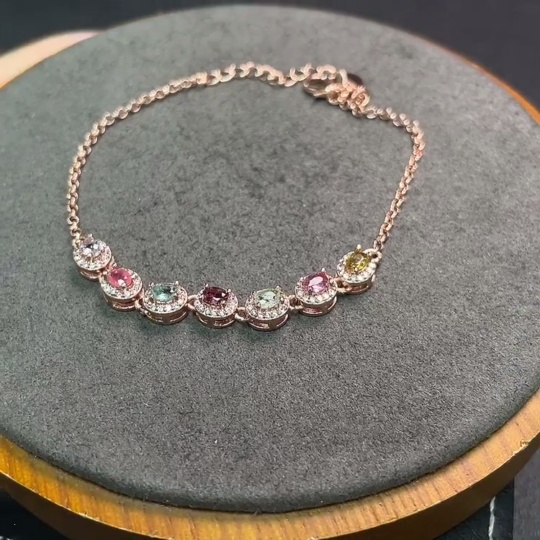 C34007095 Tourmaline Bracelet Non-Gold Total Weight Approx.4.5g Size 3*2.2mm