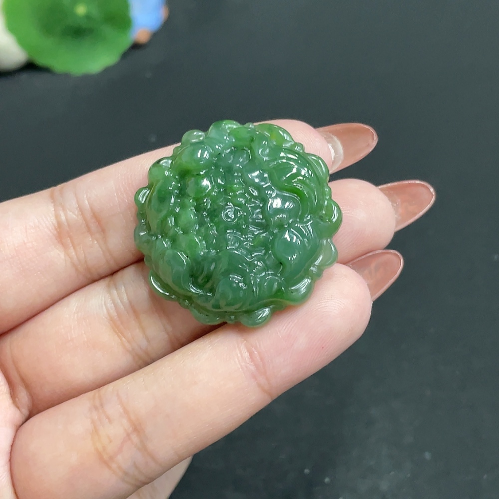 H34010464 Hetian Jade Jasper Pendant - Prosperity in Bloom - Total Weight Approx. 15.8g