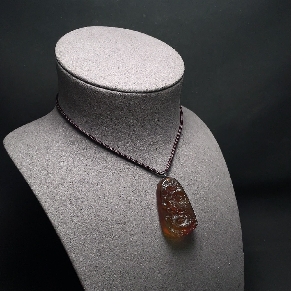 C33843621 Amber Beeswax Pendant with Rope, Total Weight Approx. 10.4g