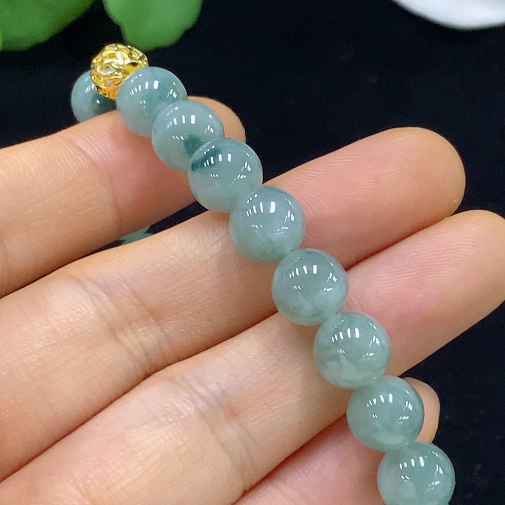 F35135428 Jadeite Bracelet Card 8.6mm Non-Gold Total Weight Approx. 23.64g