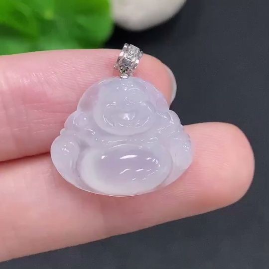 F31645910 Jadeite Buddha Pendant with 18k Gold Clasp, Total Weight Approximately 3g