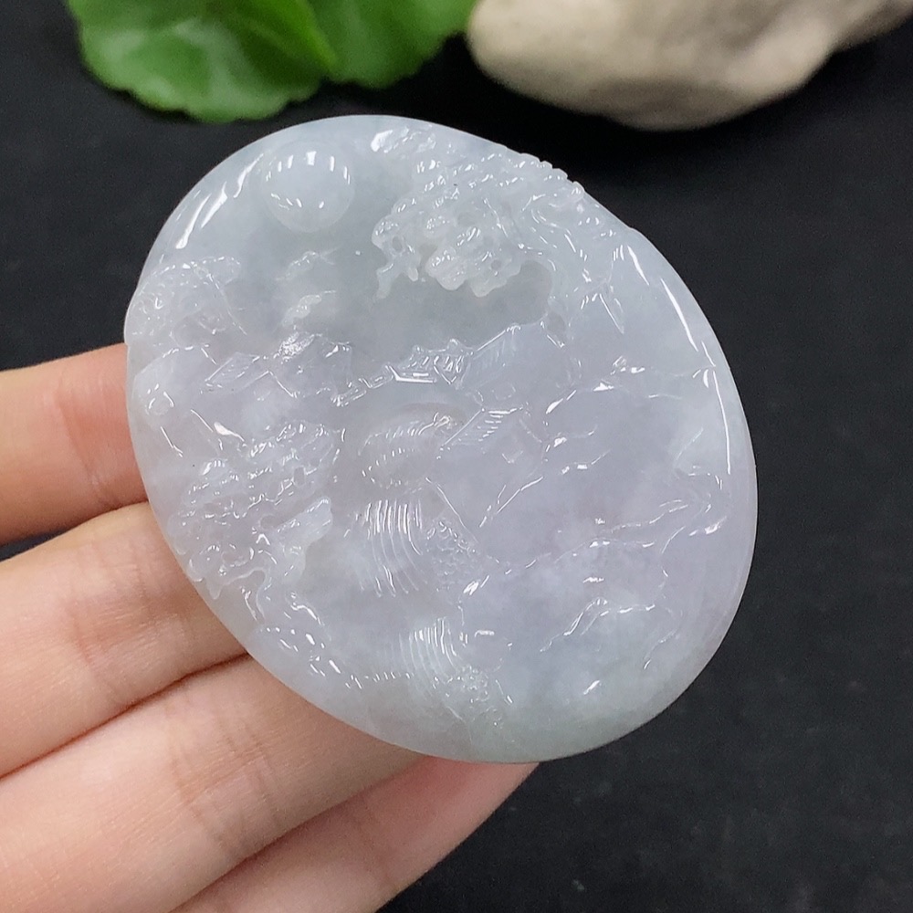 F35089938 Jadeite Landscape Pendant Total Weight Approximately 35.88g
