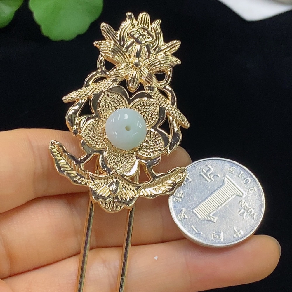 F34044797 Jadeite inlaid piece, non-gold, total weight about 12.99g