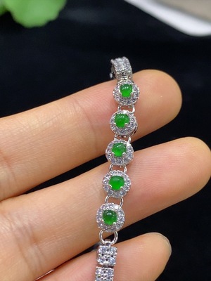 F34948408 Jadeite Inlaid Bracelet Non-Gold Total Weight Approx. 6.97g