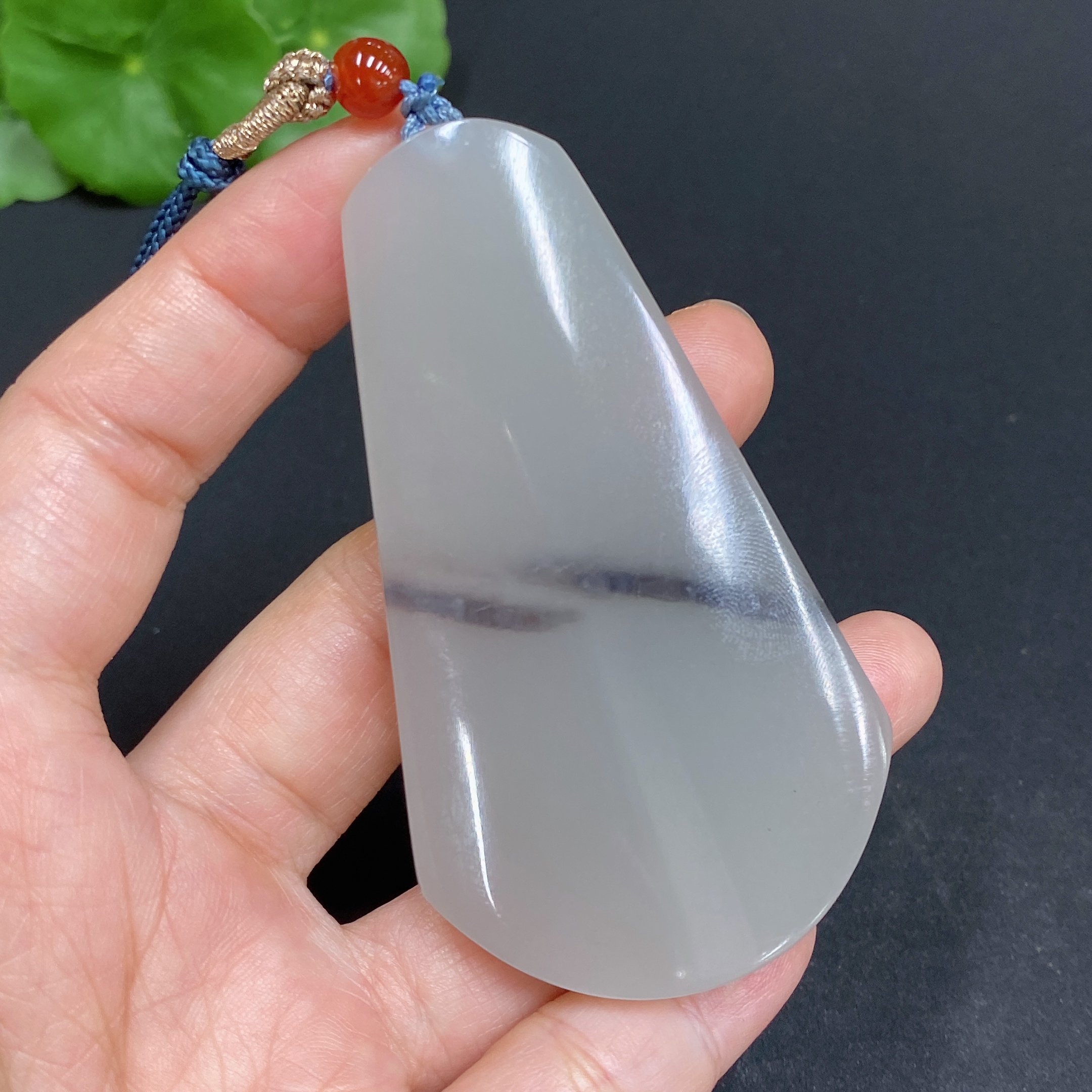 H33844521 Hetian Jade Pendant, Plain Pendant, Total Weight (including rope): 43.4g