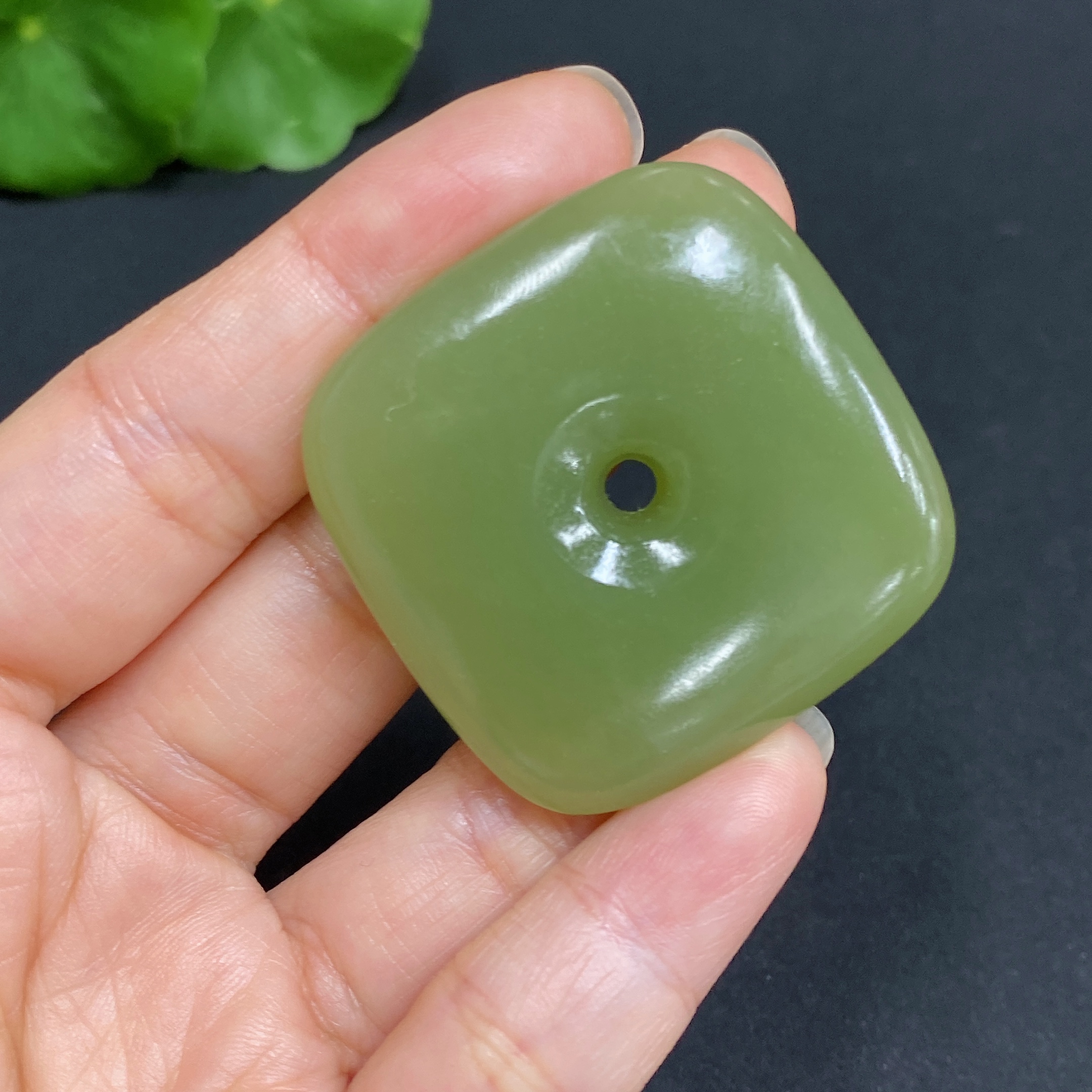 H31602500 Hetian Jade Pendant Square Buckle Total Weight Approx.25.1g
