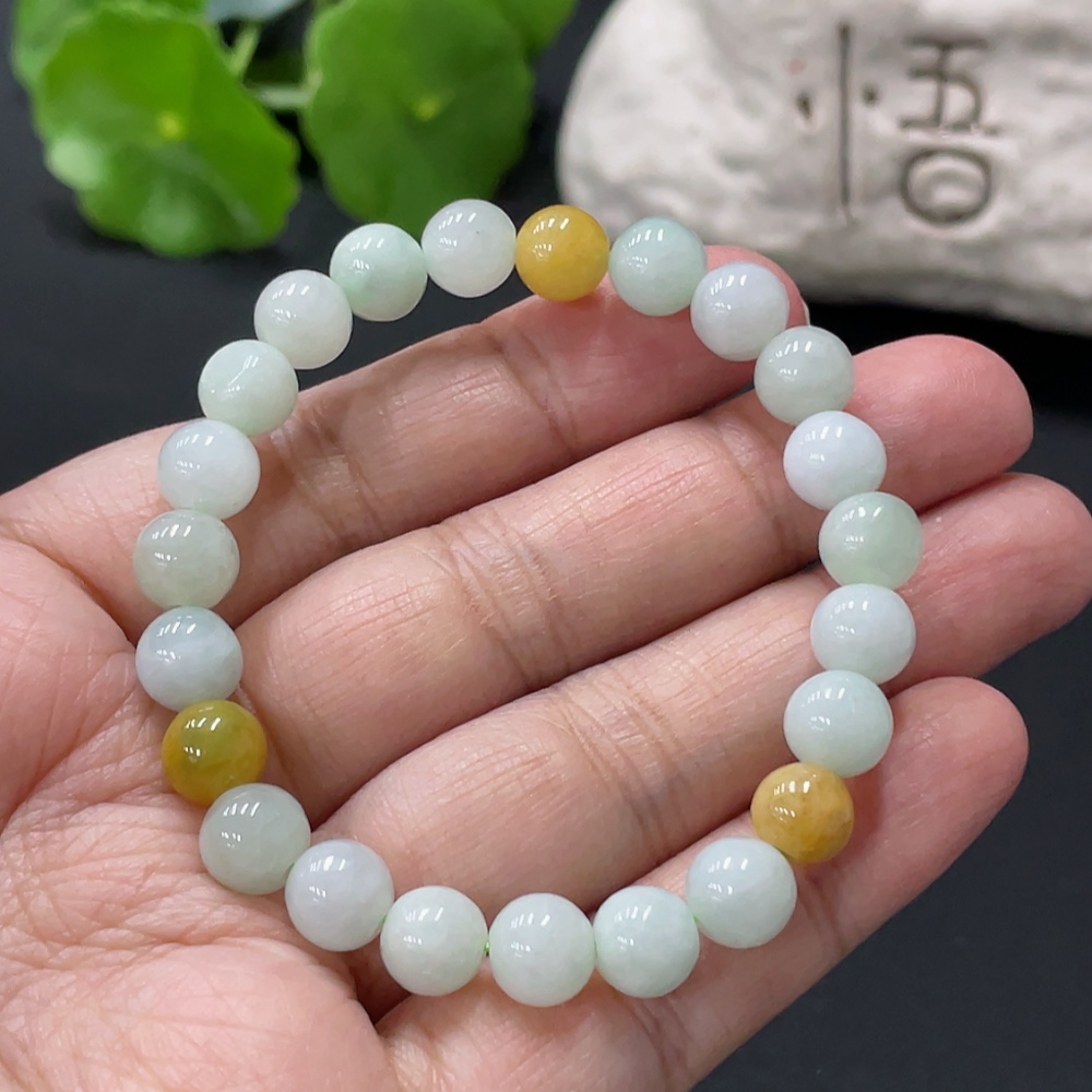 F33837853 Jadeite Bracelet Approx 7.6mm Beads Total Weight 16.9g Color Origin Undetermined