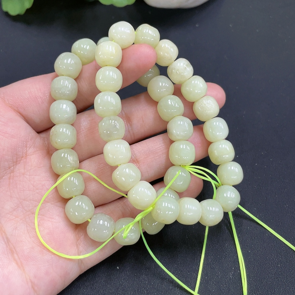 H11158265 Hetian Jade Bead Strand, Approx. 9.5mm, Total Weight 61g