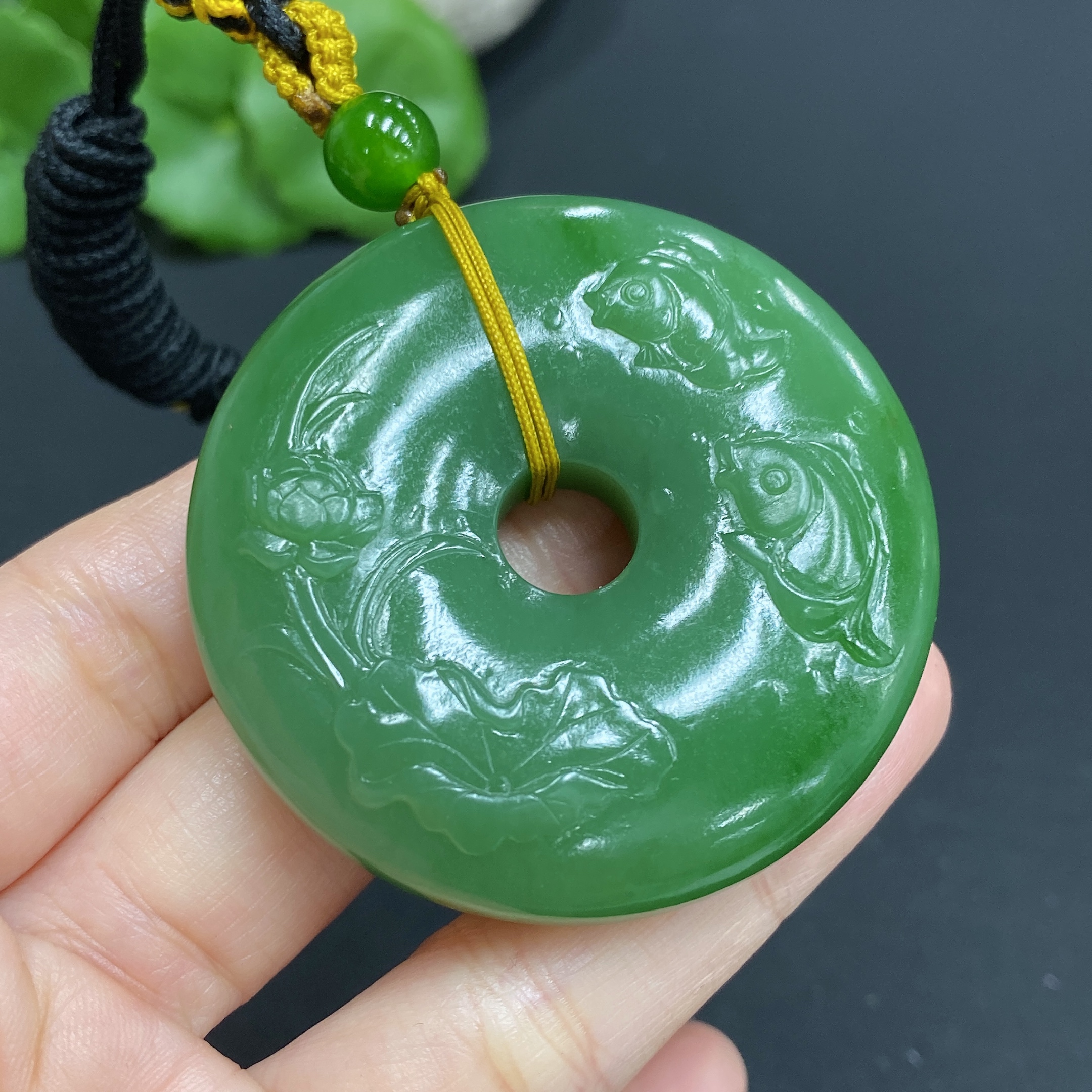 H27125859 Hetian Jade Pendant - Lotus and Fish Peace Buckle